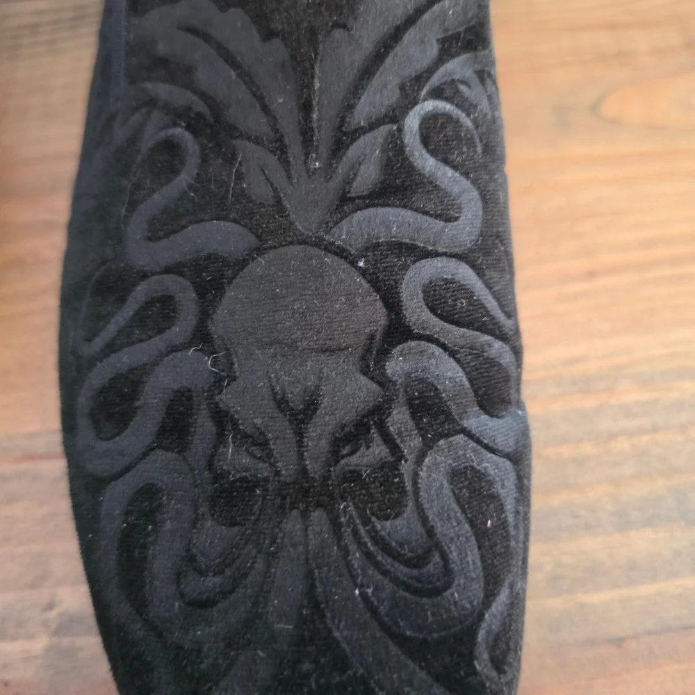 Steve Madden Mens Darth Velvet Loafers Slip On Black Embossed Size 8.5